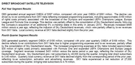 4,76 milioni gli abbonati Sky Italia (21st Century Fox - 4th Quarter Fiscal 2013)
