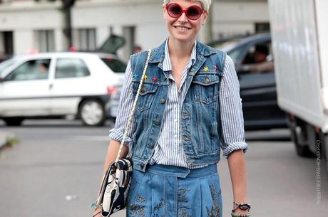 In the Street...Elisa Nalin...Denim + Military Colored Stars, Paris