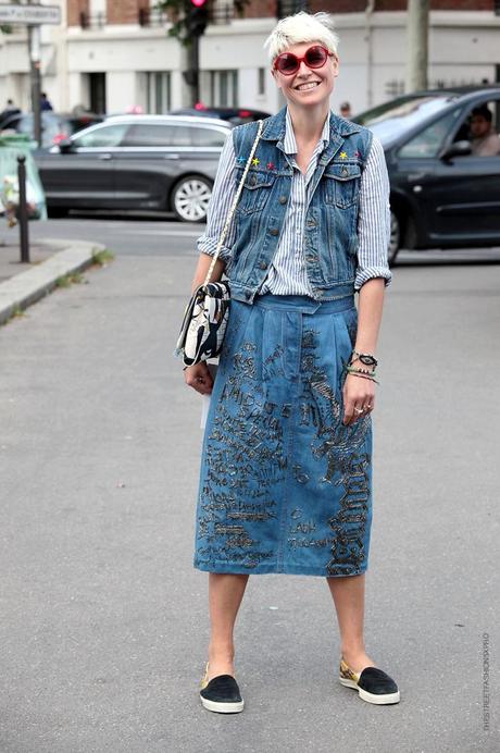 In the Street...Elisa Nalin...Denim + Military Colored Stars, Paris