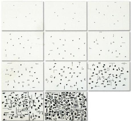 Alighiero Boetti, Storia naturale della moltiplicazione, 1975, inchiostro su carta quadrettata, 70x100 cad