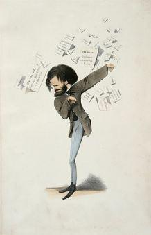 Giuseppe Verdi opere e vita - a Milano mostre eventi concerti per il bicentenario - Caricatura dell'amico Delfico (1860)