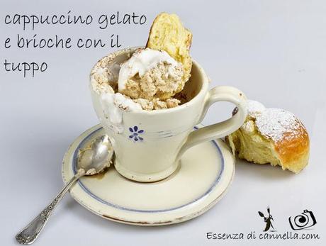 Gelato cappuccino o cappuccino gelato e brioche con il tuppo