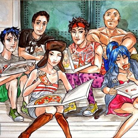 #comics #graphicnovel #pizza #livio #sonny #honeychicken #andreas #church #italy #jean #greenday #billiejoe #godfather #hanlei #hosoi #groupicture #friendship #summer #outfit #fashion