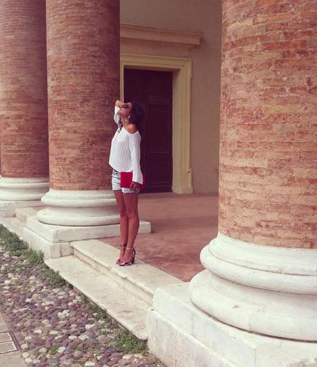 White Top and Multicolor Heels