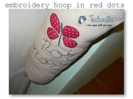 Embroidery hoop in red dots