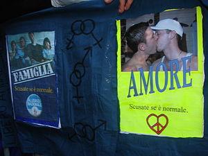 Demonstration for gay couple Tutti in Pacs, Ro...