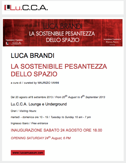 La sostenibile pesantezza dello spazio - Luca Brandi al Lu.C.C.A.