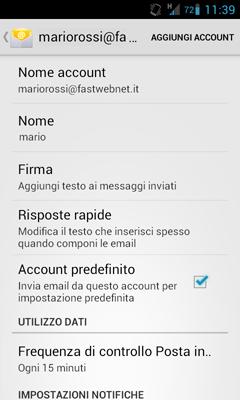 Come configurare Email con Fastweb su dispositivi Google Android.