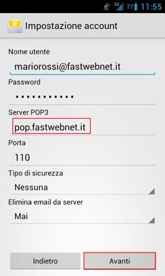 Come configurare Email con Fastweb su dispositivi Google Android.