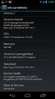 CyanogenMod 10.2 Nightly 20130819 su Galaxy Nexus: recensione