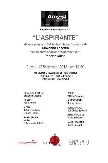 L’ASPIRANTE  Una performance di Giovanna Lacedra con la partecipazione straordinaria di Roberto Milani