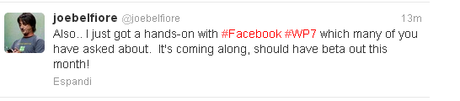 Versione Beta di Facebook per device Windows Phone 7 in dirittura di arrivo!