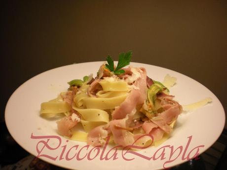 fettuccine fiori di zucca e speck (6)b