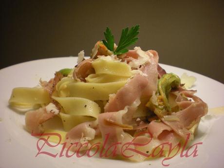 fettuccine fiori di zucca e speck (5)b