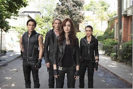 Alec (Kevin Zegers), Jace (Jamie Campbell Bower), Clary (Lily Collins), Isabelle (Jemima West) in Screen Gems fantasy-action THE MORTAL INSTRUMENTS: CITY OF BONES.