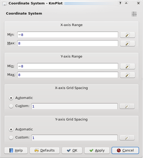 Come appare il modulo per configurare il sistema di coordinate