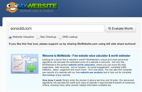 Quanto vale il tuo sito? Scoprilo con MxWebsite