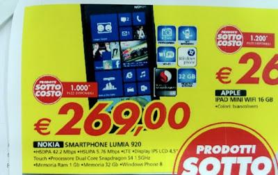 Nokia Lumia 920 a 269 euro dal 2 settembre nella catena di supermercati Auchan
