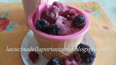 Brina di sorbetto con frutti di bosco profumato al liquore di bacche.