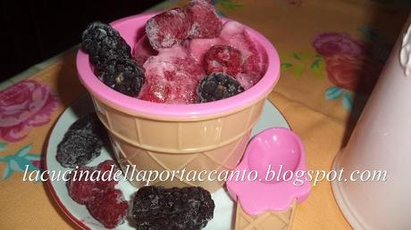 Brina di sorbetto con frutti di bosco profumato al liquore di bacche.