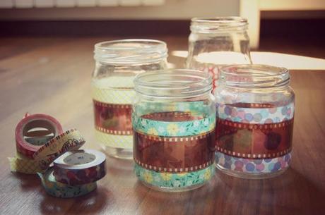 Tutorial: Jar Lanterns with film negatives and washi tape!