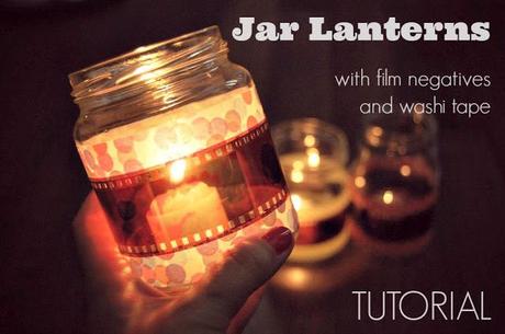 Tutorial: Jar Lanterns with film negatives and washi tape!