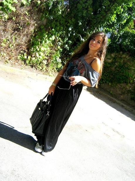 Back in Black with a long skirt.