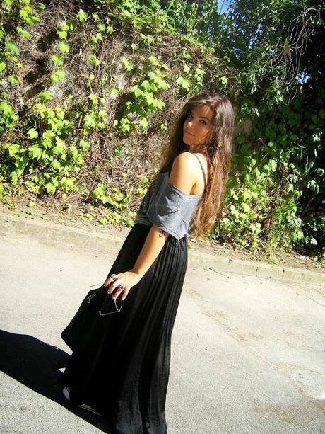Back in Black with a long skirt.