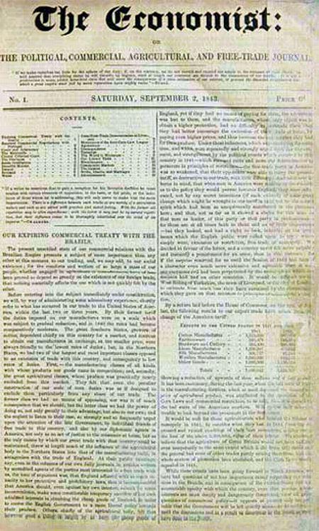 The Economist Spiega e si Spiega - prima pagina del 02/09/1843 -