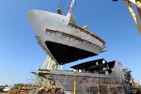 Costa Crociere: posizionato in bacino il blocco di prua di Costa Diadema, futura ammiraglia della Compagnia