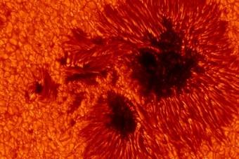 Macchie solari riprese dallo Swedish Solar Telescope all'Osservatorio Roque de los Muchachos di La Palma, Spagna.