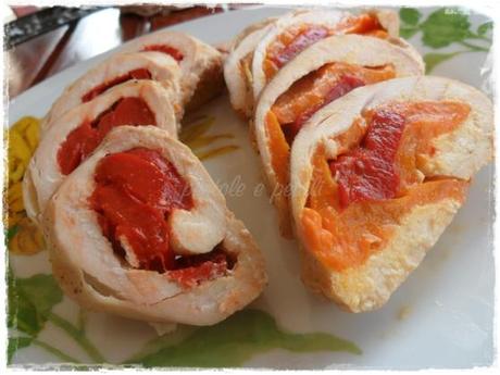 pollo e peperoni involtini rotolo