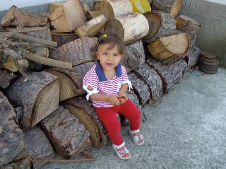 Arianna sulla catasta di legna