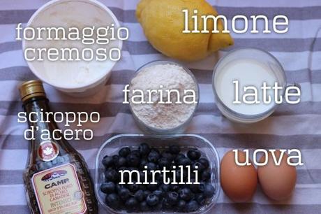 Ingredienti per preparare i pancakes limone e mirtilli