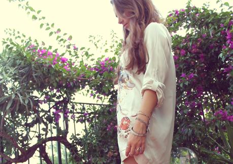 lovehandmade_barbara valentina grimaldi_outfit summer 2013_flower pattern dress zara_white nails_cruciani braclet_vintage earrings_rings accessorize