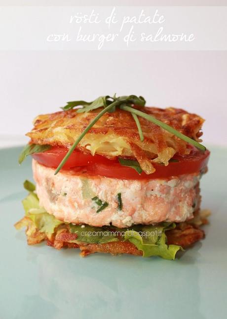 Rosti di patate con burger di salmone