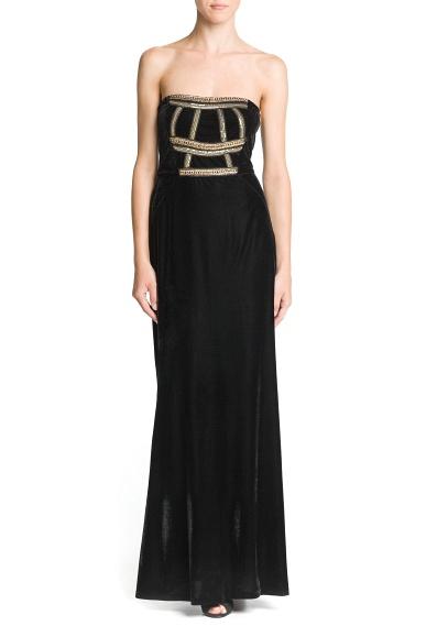 Abito lungo velluto ribattiture metallizzate