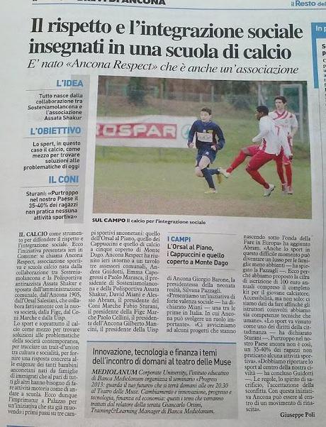 Nasce 'Ancona Respect': la scuola calcio per educare i ragazzi ai valori dell’accoglienza e all’integrazione sociale