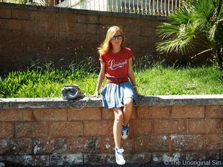 white rabbit couture, t shirt white rabbit, college look, converse uk flag, kenzo belt, balenciaga velo bag, fashion blogger roma, fashion blog