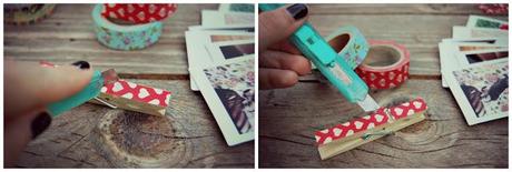 DIY: washi tape, instax mini and wooden clothespins