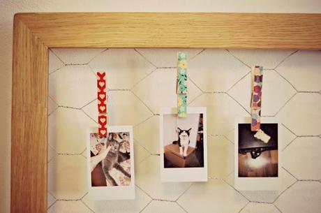 DIY: washi tape, instax mini and wooden clothespins