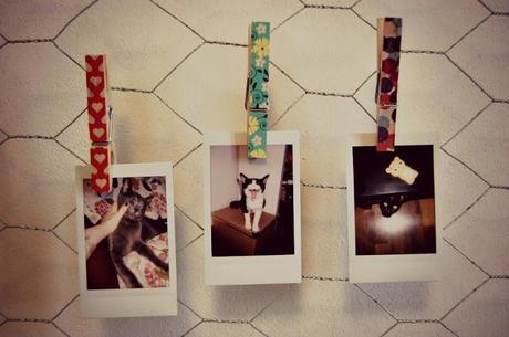 DIY: washi tape, instax mini and wooden clothespins