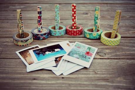 DIY: washi tape, instax mini and wooden clothespins