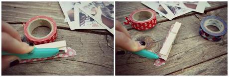 DIY: washi tape, instax mini and wooden clothespins