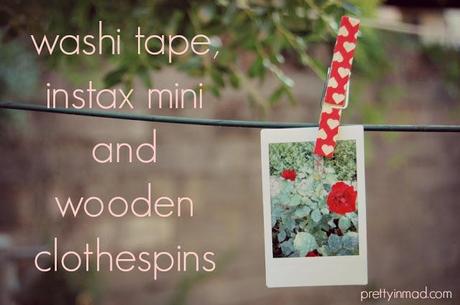 DIY: washi tape, instax mini and wooden clothespins