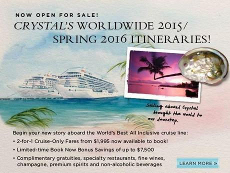 Crystal Cruises apre le prenotazioni alla programmazione 2015/2016