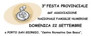 Associazione Famiglie Numerose, 3a festa provinciale a P. S. Giorgio (Fm)