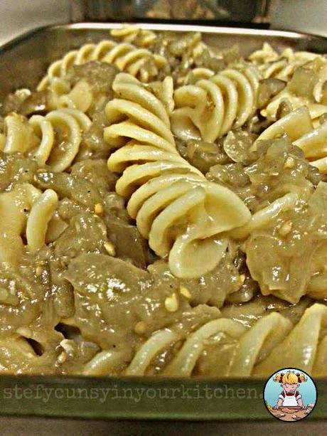 Fusilli gratinati al forno con crema di melanzana bianca