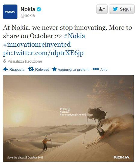 Nokia ha ufficializzato l'appuntamento al 22 ottobre.