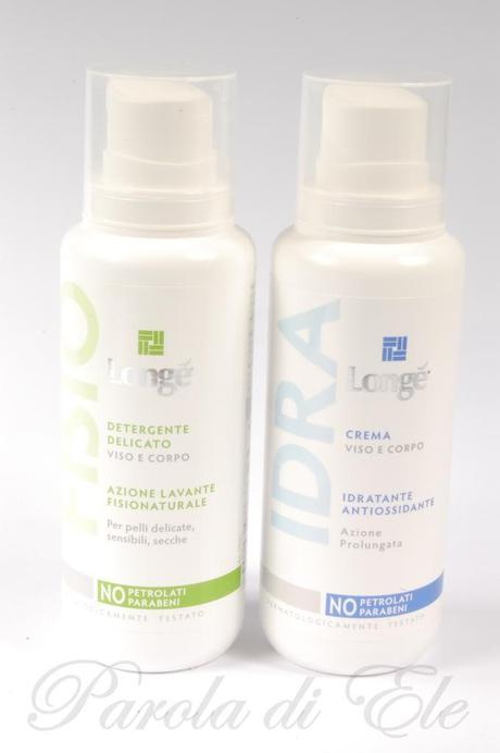 LONGE': Detergente viso&corpo;, Crema viso&corpo;, Pannetti struccanti e Panno detergente